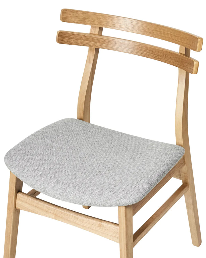 Set of 2 Dining Chairs Wood Light Brown/ Grey Terra