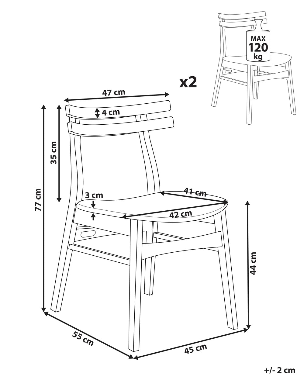 Set of 2 Dining Chairs Wood Light Brown/ Grey Terra