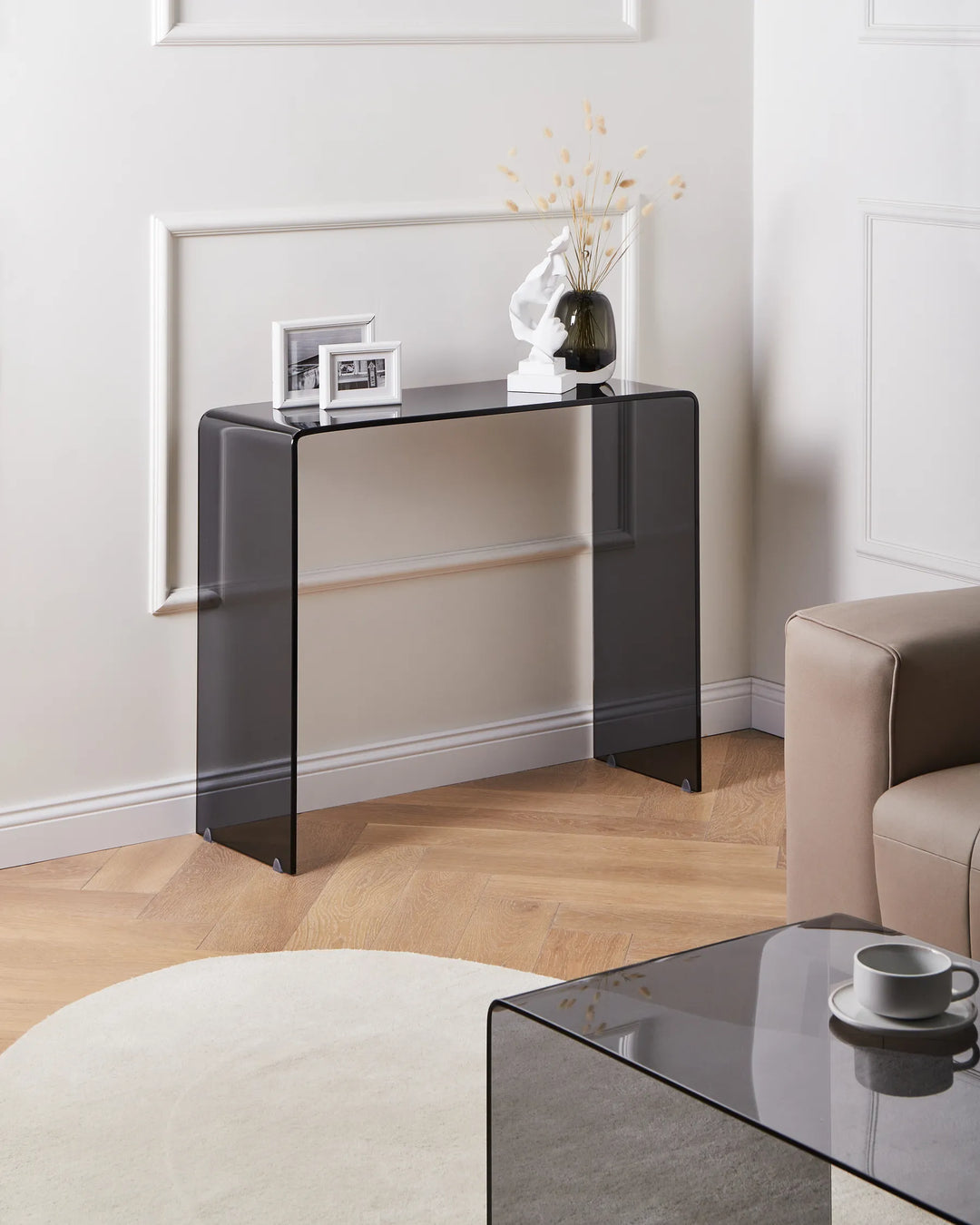 Tempered glass hallway table black