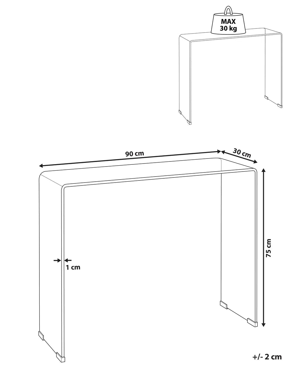 Console Table Tempered Glass Black Precise Finish Navaro