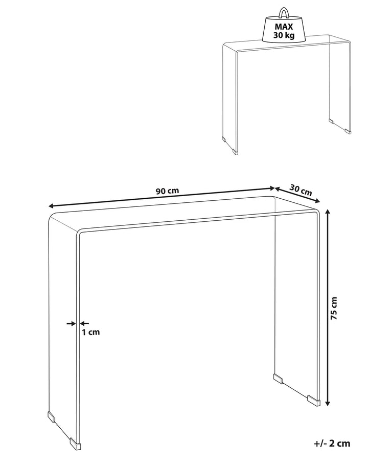 Console Table Tempered Glass Black Precise Finish Navaro
