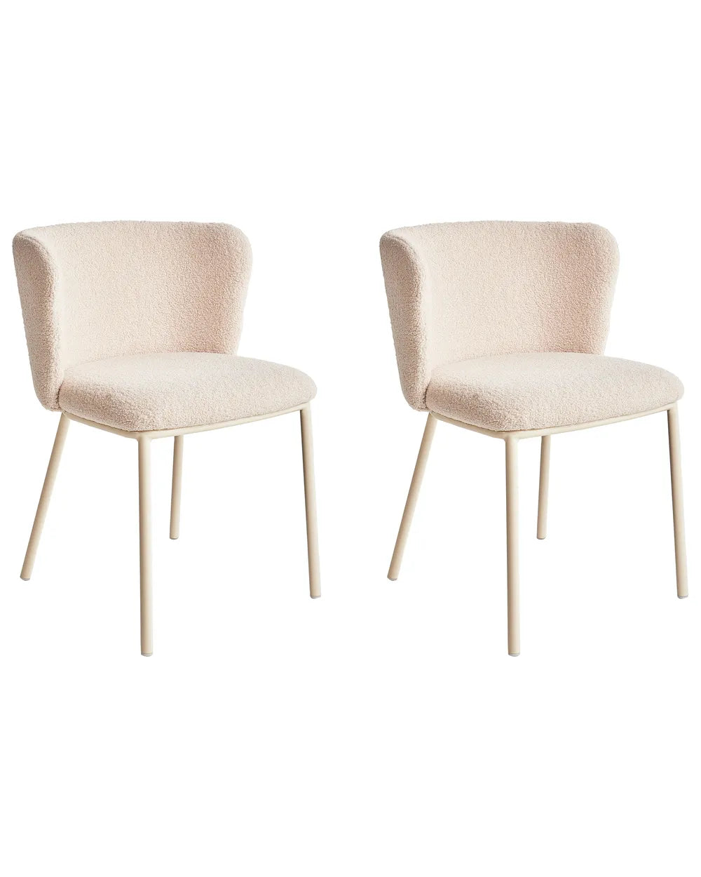 Set of 2 Dining Chairs Boucle Light Beige Summer