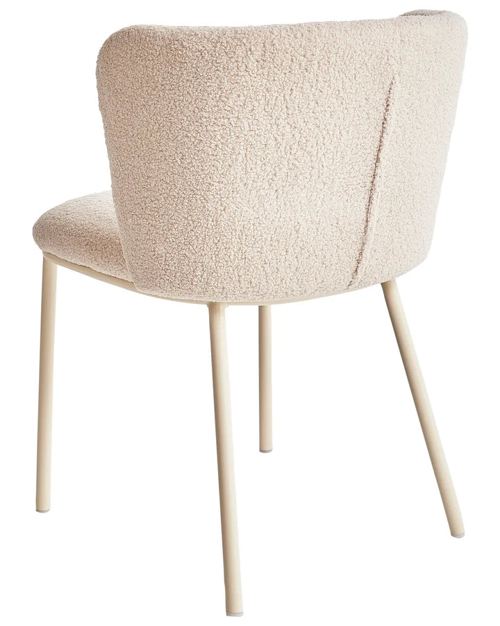 Set of 2 Dining Chairs Boucle Light Beige Summer