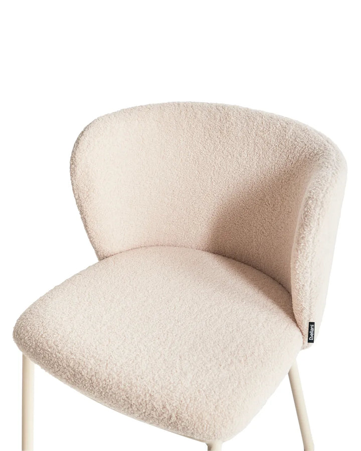 Set of 2 Dining Chairs Boucle Light Beige Summer