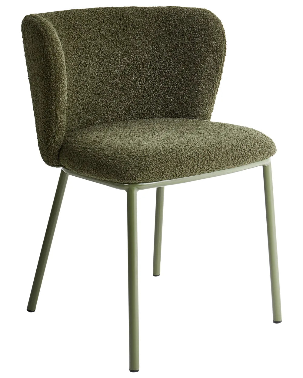 Set of 2 Dining Chairs Boucle Dark Green Summer