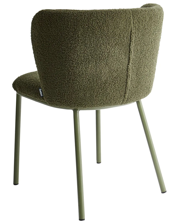 Set of 2 Dining Chairs Boucle Dark Green Summer