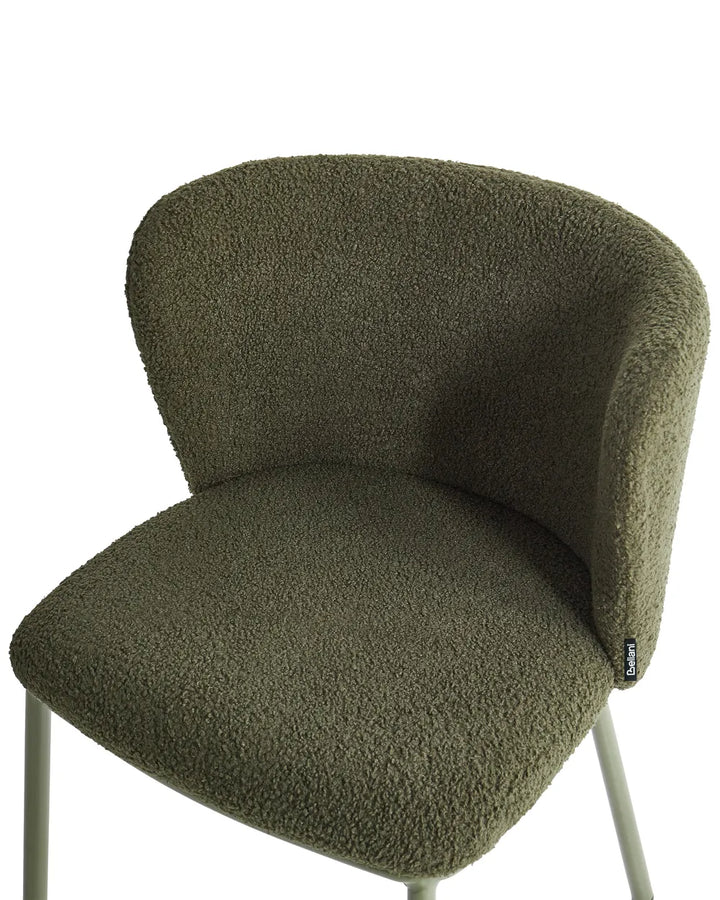 Set of 2 Dining Chairs Boucle Dark Green Summer