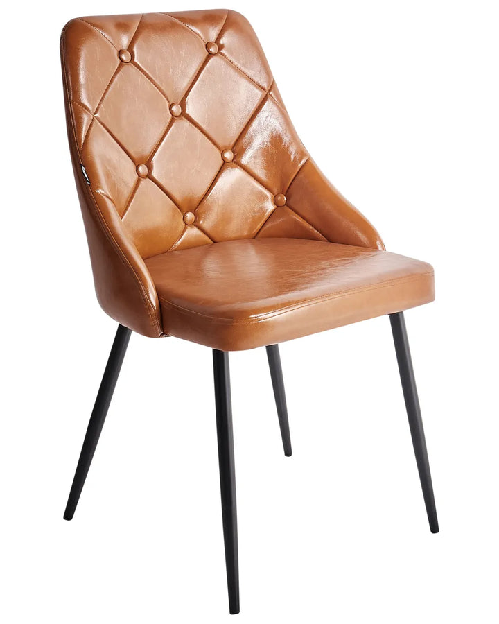 Set of 2 Dining Chairs Faux Leather Golden Brown Berlin