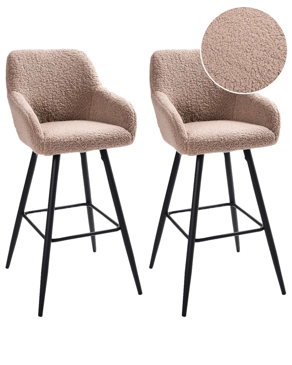 Set of 2 Bar Chairs Boucle Taupe Frank