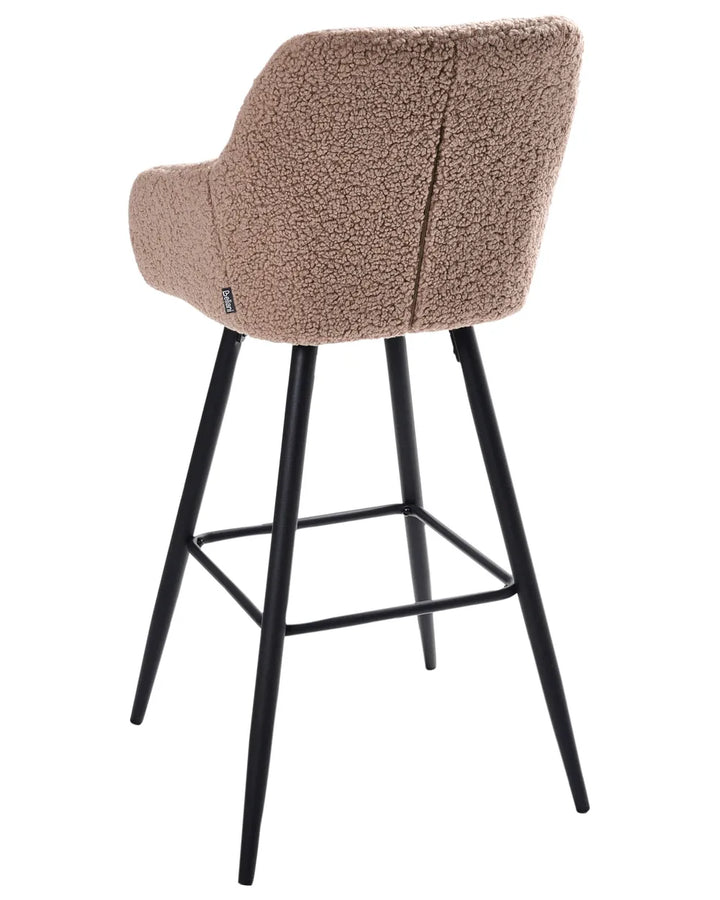 Set of 2 Bar Chairs Boucle Taupe Frank