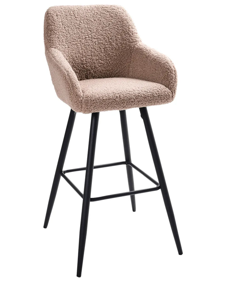 Set of 2 Bar Chairs Boucle Taupe Frank