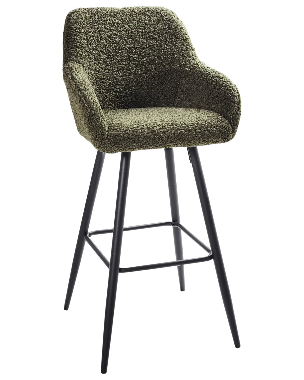 Set of 2 Bar Chairs Boucle Dark Green Frank
