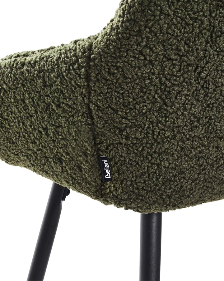 Set of 2 Bar Chairs Boucle Dark Green Frank