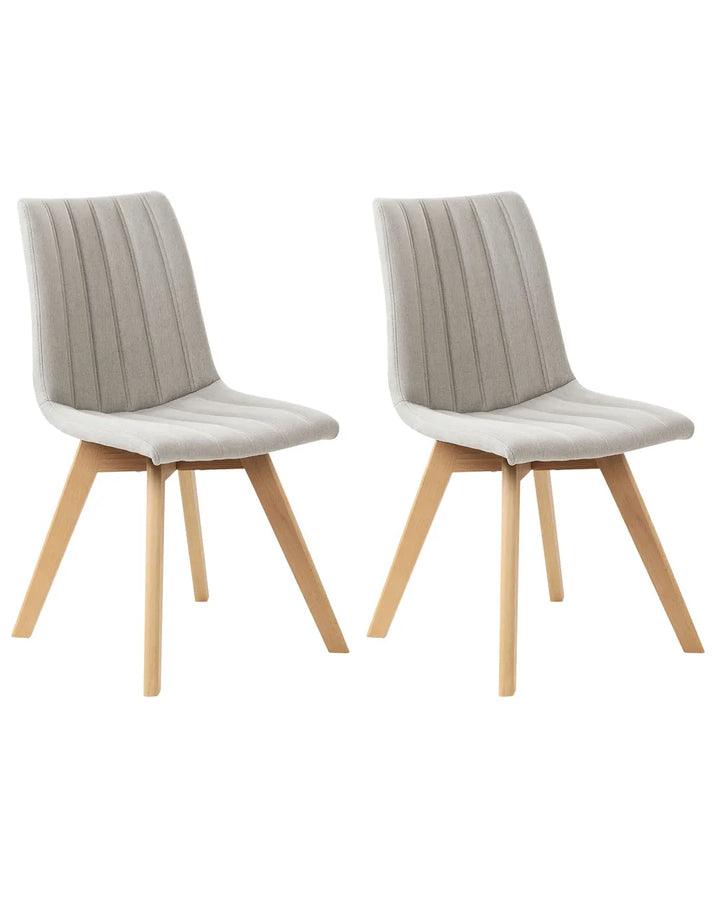 Set of 2 Dining Chairs Fabric Light Grey Aurelie