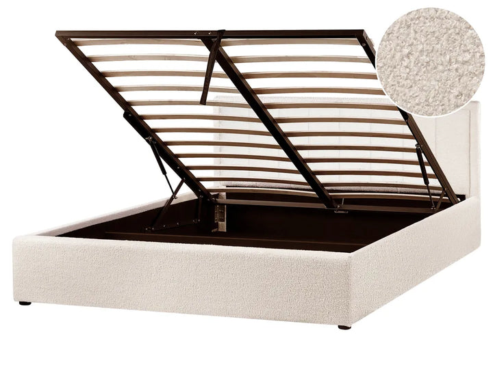 Ottoman Bed Boucle 160 x 200 cm (EU King Size) Beige Syll