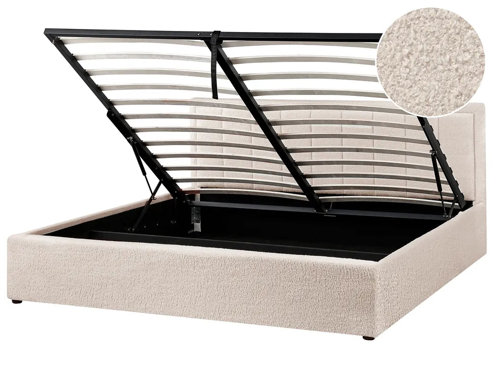 Ottoman Bed Boucle 180 x 200 cm (EU Super King) Beige Syll