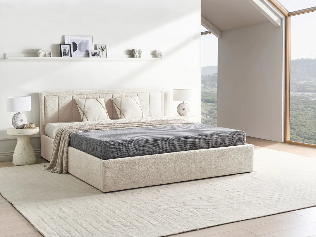 Ottoman Bed Boucle 180 x 200 cm (EU Super King) Beige Syll
