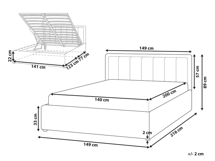Ottoman Bed Boucle 140 x 200 cm (EU Double) Taupe Syll