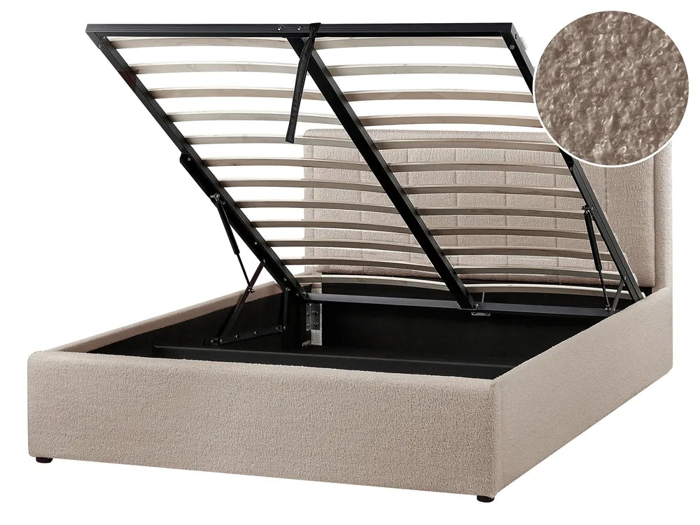 Ottoman Bed Boucle 140 x 200 cm (EU Double) Taupe Syll