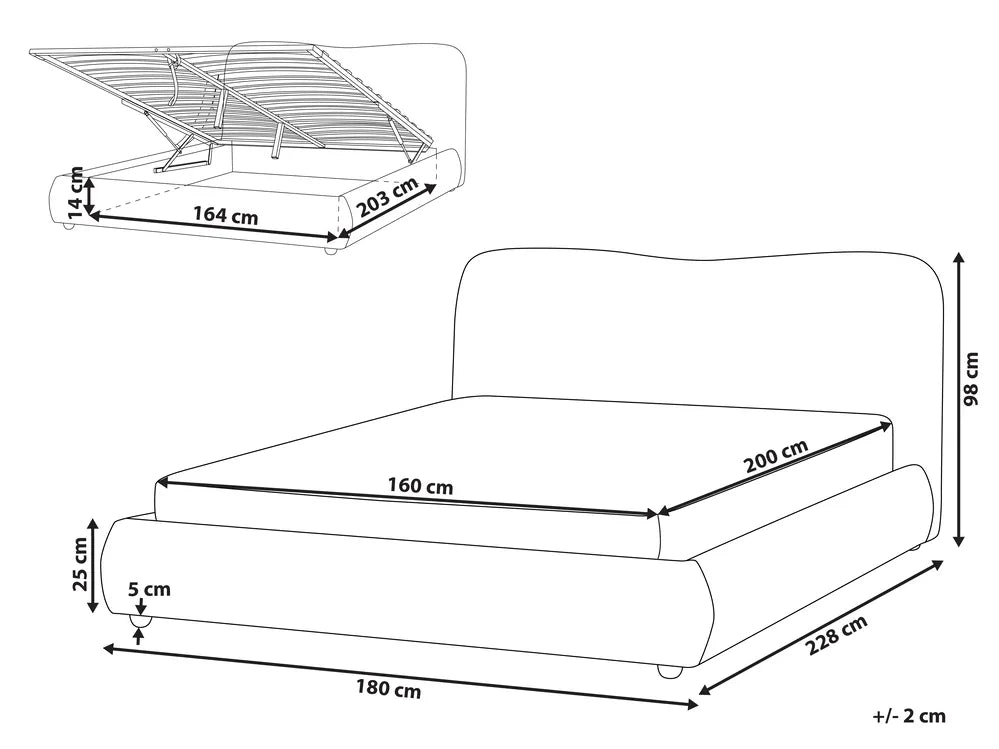 Ottoman Bed Boucle 160 x 200 cm (EU King Size) Light Beige Lorelai