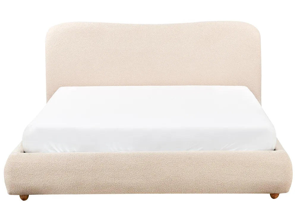 Ottoman Bed Boucle 160 x 200 cm (EU King Size) Light Beige Lorelai