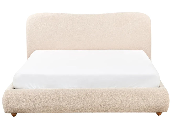 Ottoman Bed Boucle 160 x 200 cm (EU King Size) Light Beige Lorelai