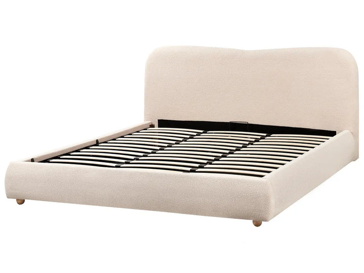 Ottoman Bed Boucle 180 x 200 cm (EU Super King) Light Beige Lorelai