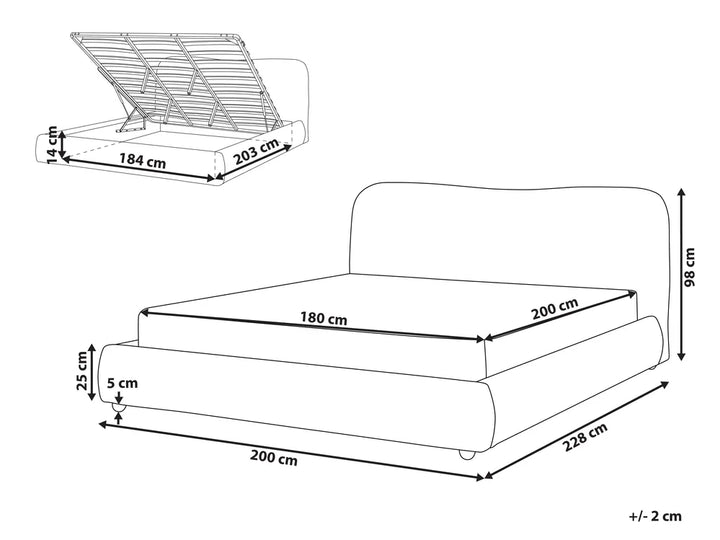 Ottoman Bed Boucle 180 x 200 cm (EU Super King) Light Beige Lorelai
