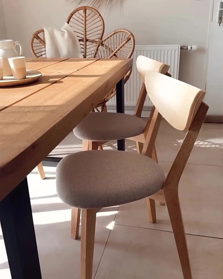 Set of 2 Dining Chairs Wood Light Brown/ Grey Kuala