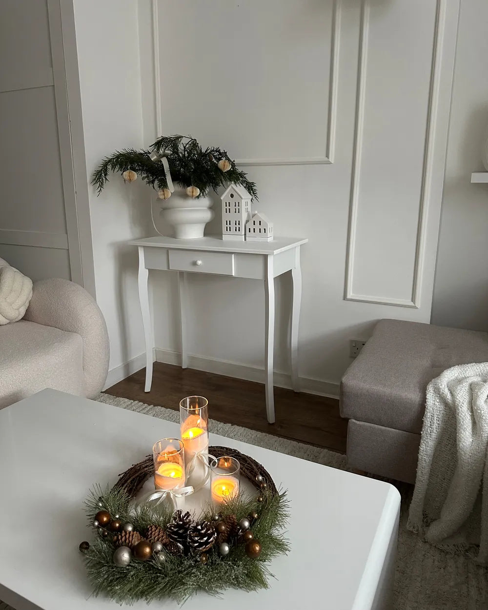 Console Table White Additional Storage Space Irvano