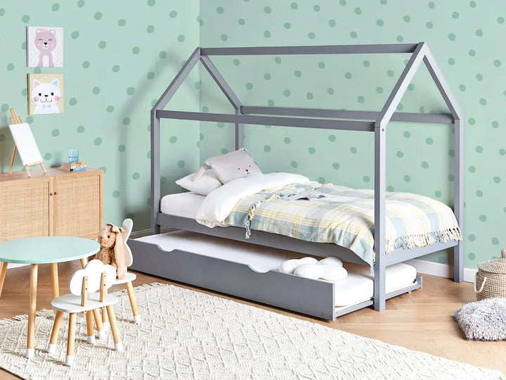 Kids Trundle Bed Pine Wood McElhattan 90 x 200 cm (EU Single) Grey