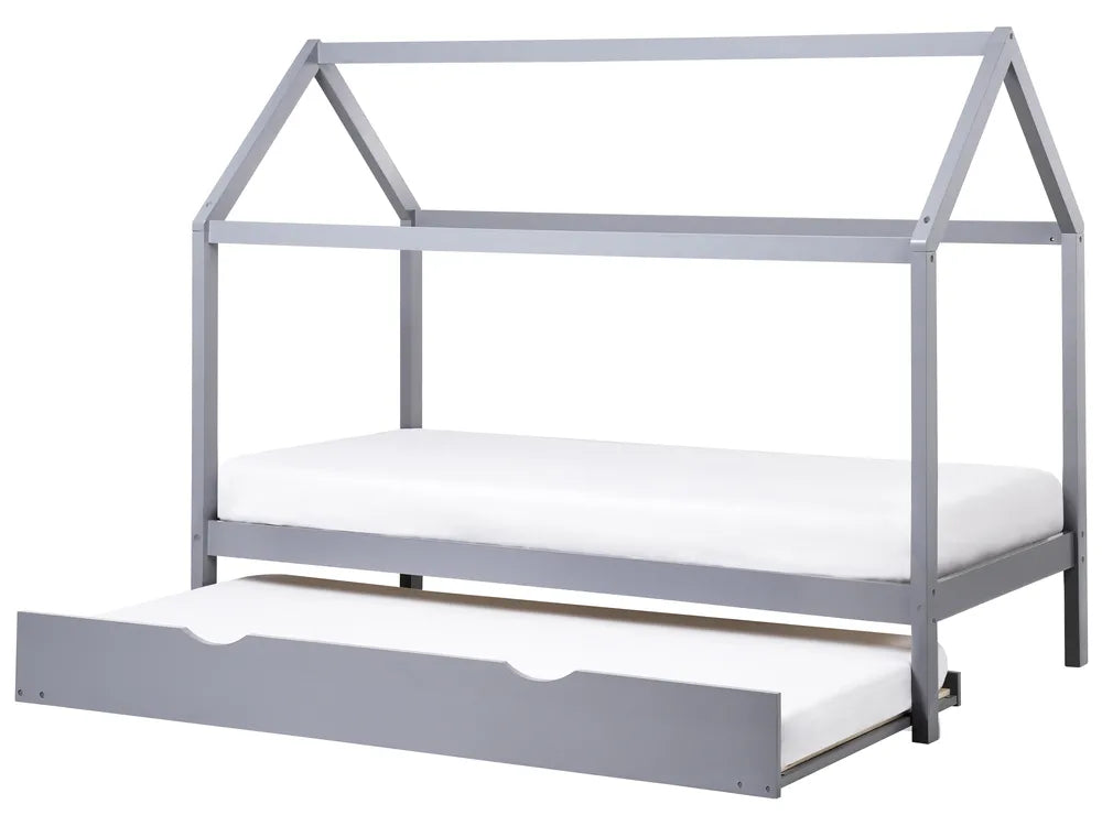Kids Trundle Bed Pine Wood McElhattan 90 x 200 cm (EU Single) Grey