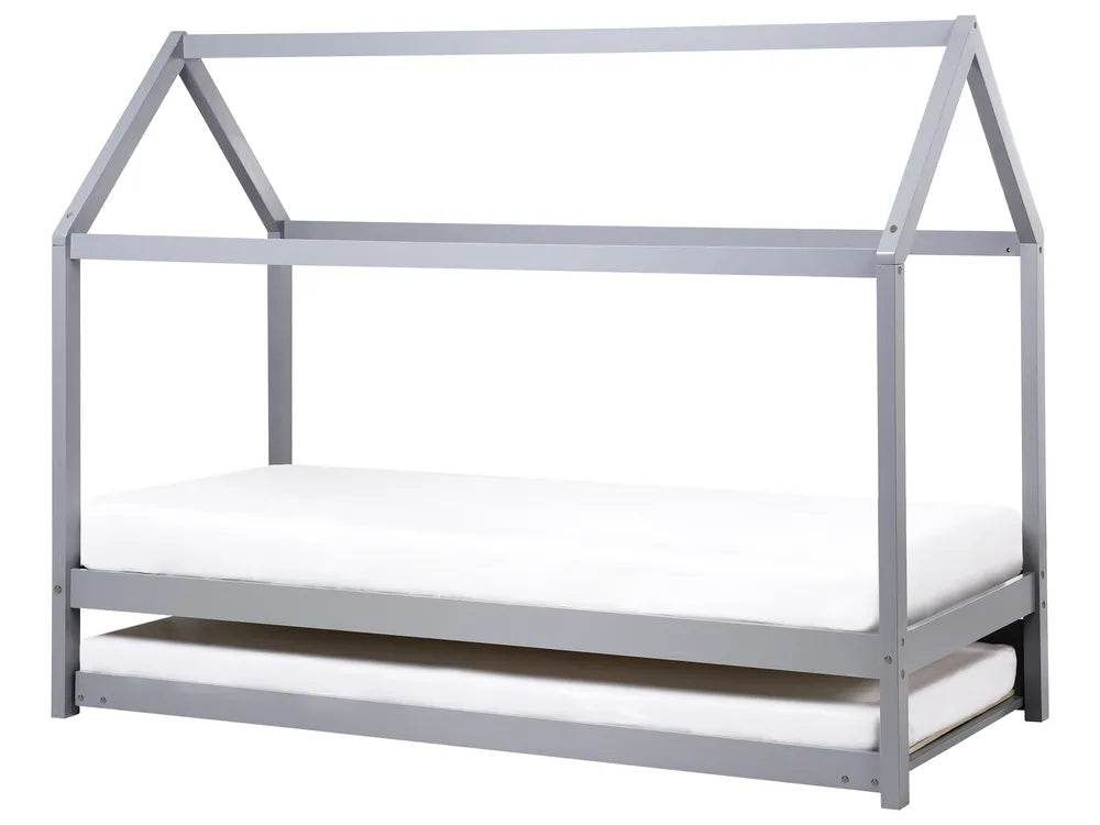Kids Trundle Bed Pine Wood McElhattan 90 x 200 cm (EU Single) Grey