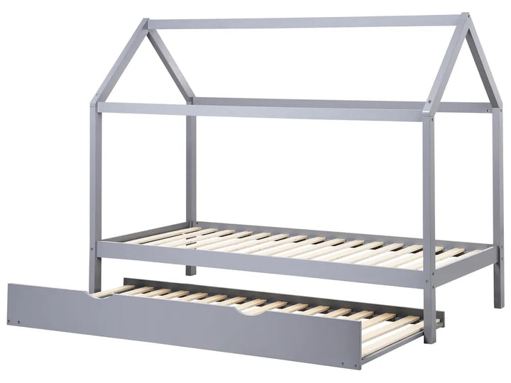 Kids Trundle Bed Pine Wood McElhattan 90 x 200 cm (EU Single) Grey