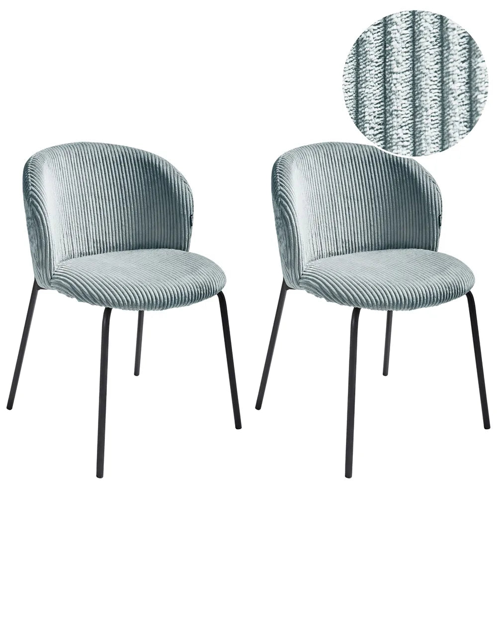 Set of 2 Dining Chairs Corduroy Light Blue Yve
