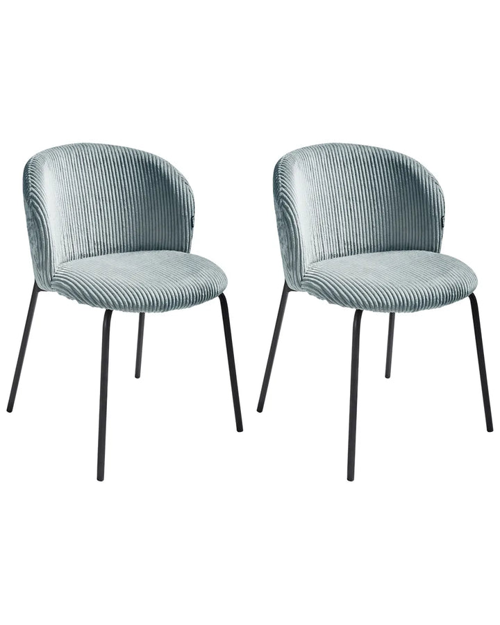 Set of 2 Dining Chairs Corduroy Light Blue Yve