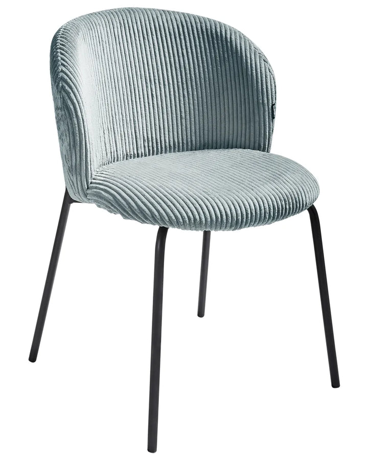 Set of 2 Dining Chairs Corduroy Light Blue Yve