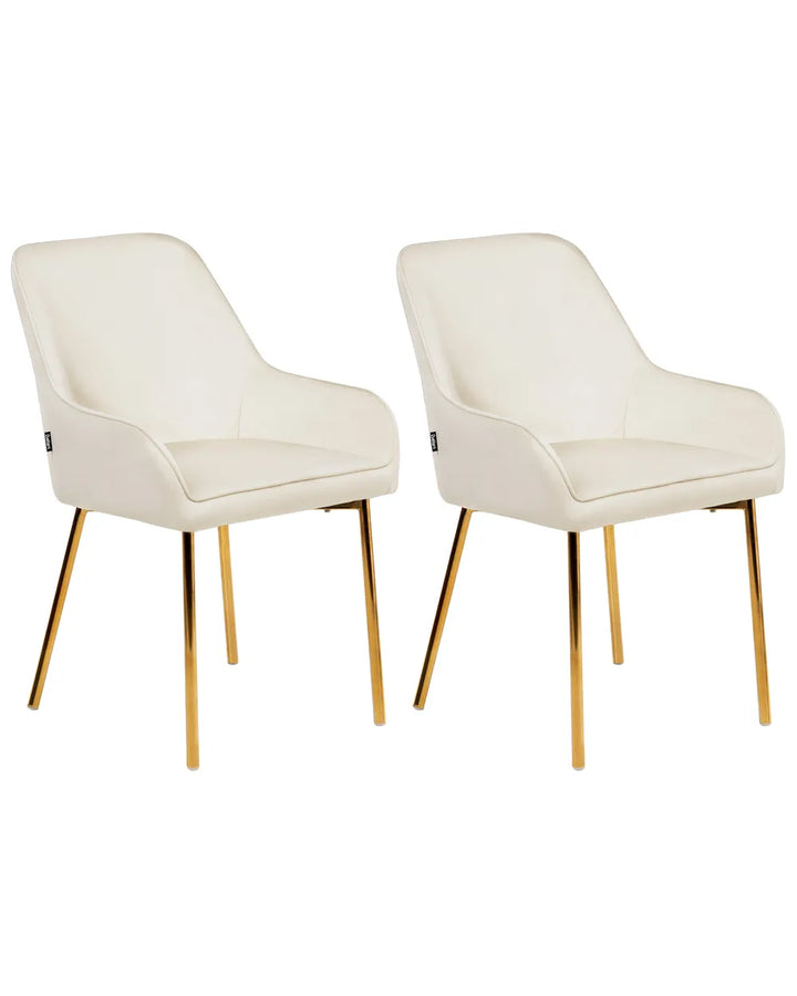 Set of 2 Dining Chairs Velvet Off-White Ophelia