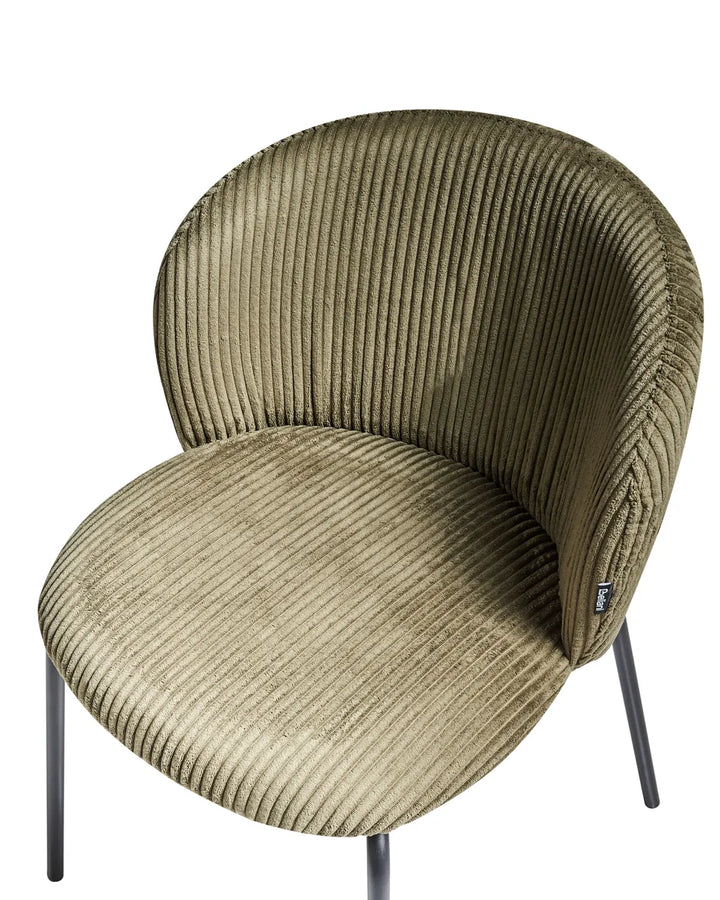 Set of 2 Dining Chairs Corduroy Olive Green Yve