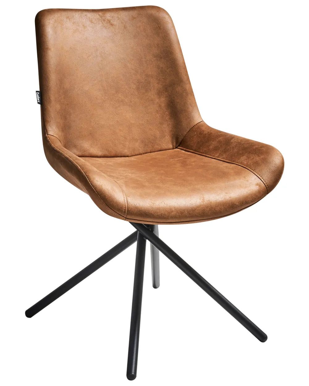 Set of 2 Dining Chairs Faux Suede Golden Brown Art