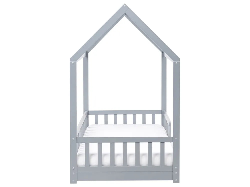 Kids Bed House Pine Wood 90 x 200 cm (EU Single) Grey Casandra