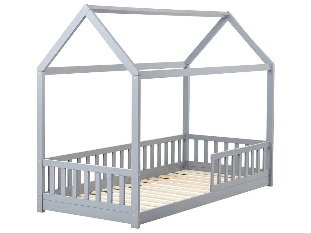 Kids Bed House Pine Wood 90 x 200 cm (EU Single) Grey Casandra