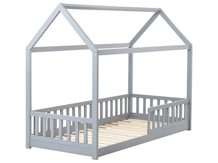 Kids Bed House Pine Wood 90 x 200 cm (EU Single) Grey Casandra