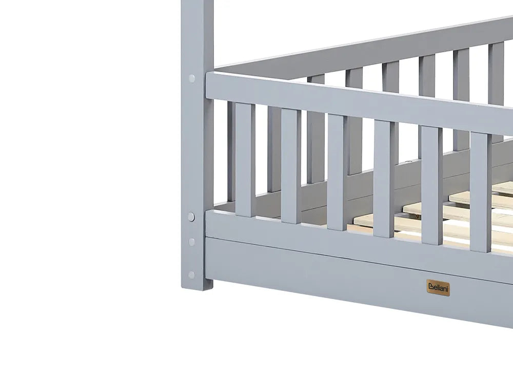 Kids Bed House Pine Wood 90 x 200 cm (EU Single) Grey Casandra