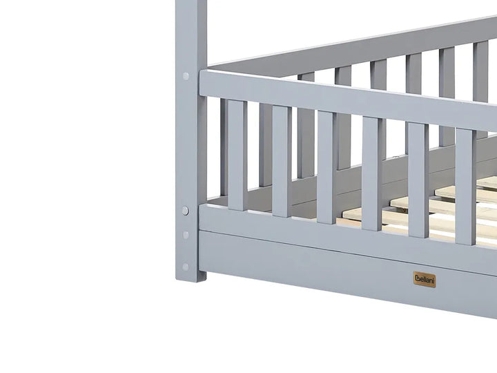 Kids Bed House Pine Wood 90 x 200 cm (EU Single) Grey Casandra