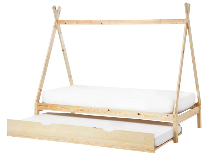 Kids Trundle Bed Pine Wood Ethan 90 x 200 cm (EU Single) Light Brown