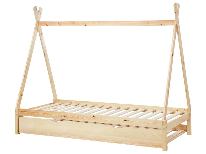 Kids Trundle Bed Pine Wood Ethan 90 x 200 cm (EU Single) Light Brown