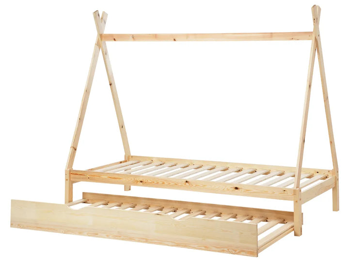 Kids Trundle Bed Pine Wood Ethan 90 x 200 cm (EU Single) Light Brown