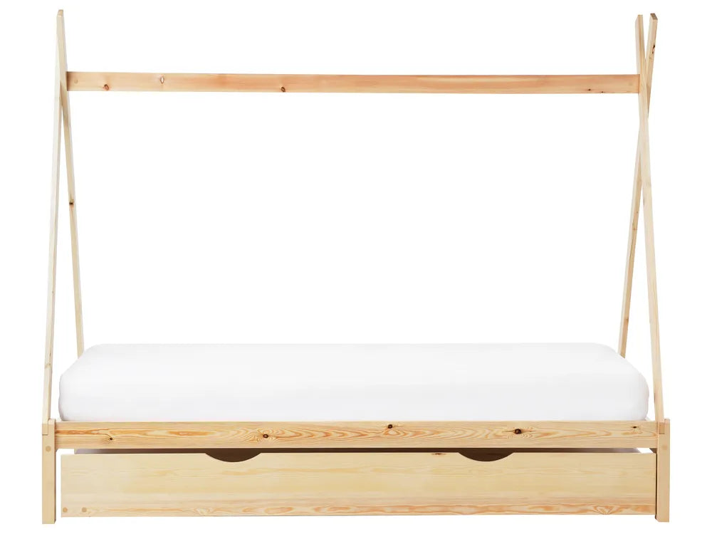 Kids Trundle Bed Pine Wood Ethan 90 x 200 cm (EU Single) Light Brown