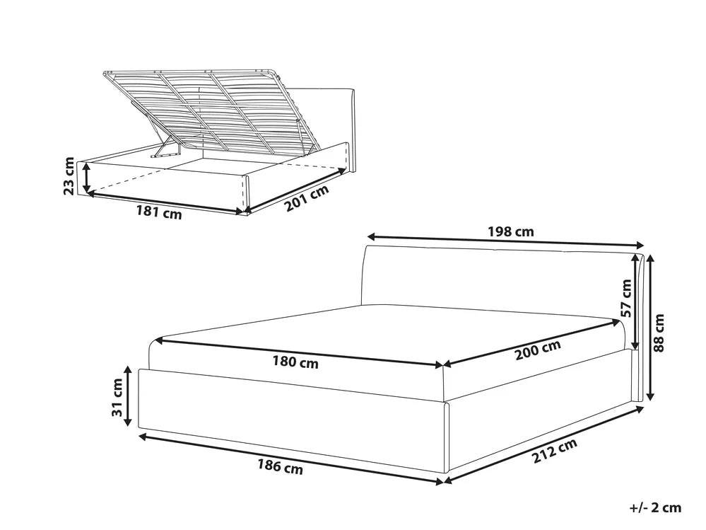 Ottoman Bed Boucle 180 x 200 cm (EU Super King) Beige Drew